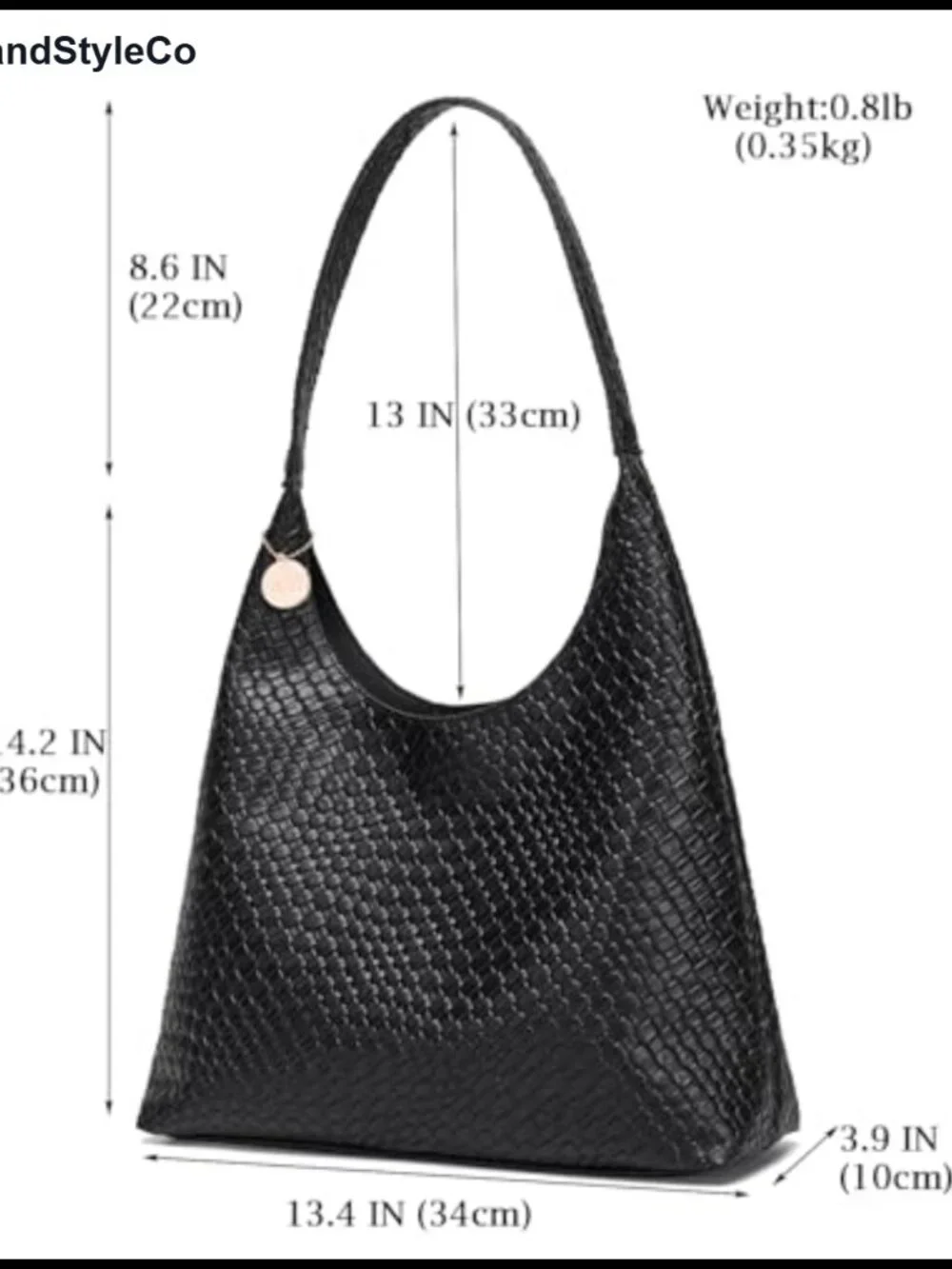 Vegan Leather Woven Tote Bag Large Slouchy Hobo Shoulder Purse Zipper Everyday